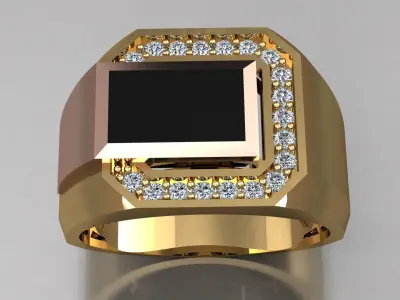 Men ring onyx diamond  3D print model