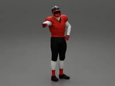 Rugby player standing pointing to the ball 3D print model