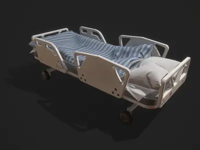 Bed set hospital Low-poly 3D model