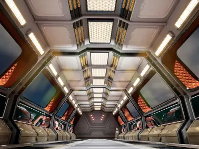 Modular Sci-Fi corridor vol 1 no texture  Low-poly 3D model