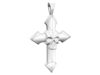 Low-poly Game Ready Arrow-shaped Skull Cross Low-poly 3D model