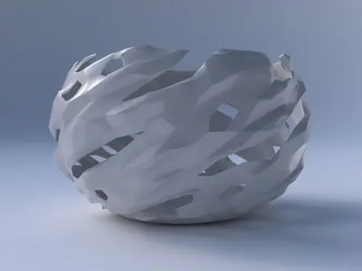 Bowl spheric twisted with faceted cuts and bulges  3D print model