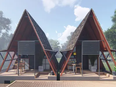 elevated triangular house 3D model
