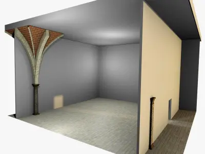 Vaulting 5-4  Gothic 750m spcd  with thin arches and thick curbs Low-poly 3D model