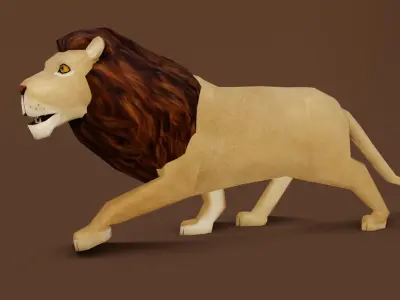 Low poly Lion Rigged 3D model Low-poly 3D model