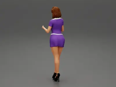 Sexy maid woman in a mini dress 3D print model