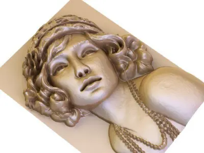 Bas-relief plaque of a beautiful girl 3D model