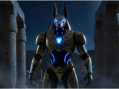 Sci-Fi Anubis Statue - Mecha Egyptian Guardian Prop Low-poly 3D model