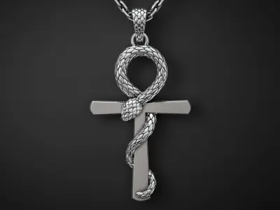 ANKH PENDANT WITH A SNAKE Printable Model 3D print model