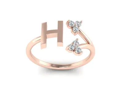 Jewelry Alphabet Ring H with Diamonds  3D print model