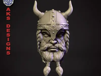 Ancient viking Warrior Bas relief Wall decor 3D print model