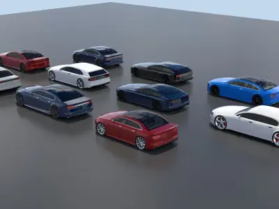 Generic 10 car pack Low-poly 3D model