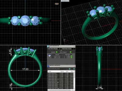 Jewelry Engagement Trilogy Round Ring  Printable model 3D print model