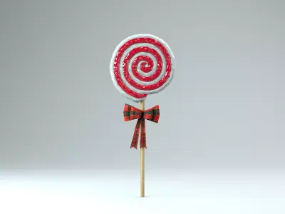Christmas Candy Spiral Lollipop 3D Model 3D model