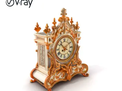 Grandiose Ornate Castle Mantle Clock model pack Low-poly 3D model
