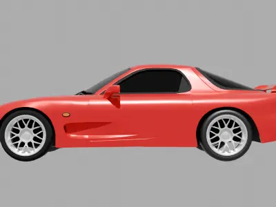JDM Drift Car 3d Model - RX7 Style Low-poly 3D model