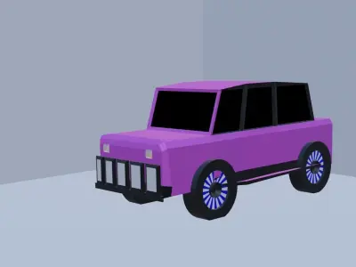 Low Poly Stylized Bleu Car 3D Model  Free low-poly 3D model