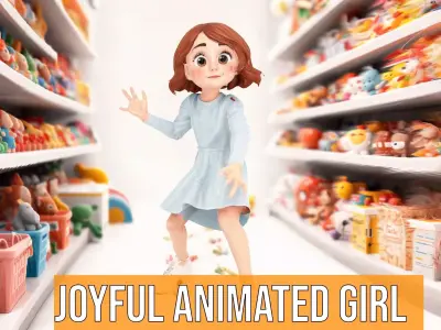 Joyful Animated Girl model pack Low-poly 3D model
