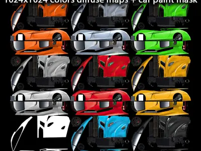 Generic Supercar v10 multicolors Low-poly 3D model