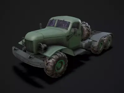 Gameready russian military truck 6X6 Low-poly 3D model