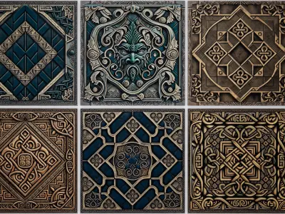 30 Medieval Fantasy Dwarven Elf Seamless PBR Textures Pack 02 Texture