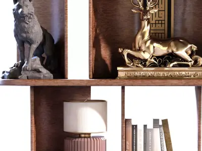Shelf Partition with Statue set 773 Low-poly 3D model