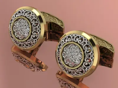 Elegant Mens Cuffinks Gold Brand Jewelry 3D print model