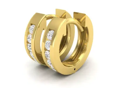 AV 688 Diamond Huggies Hoop Earrings for woman 3D print model