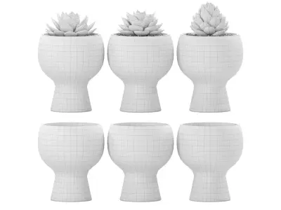 Flower Me Happy Pots 02 3D model