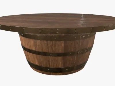 Wooden barrel coffee table 3D model