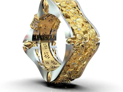 ring with flowers 3D print model