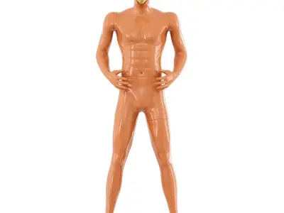 Sports fitness mannequin with golden face 165 3D model