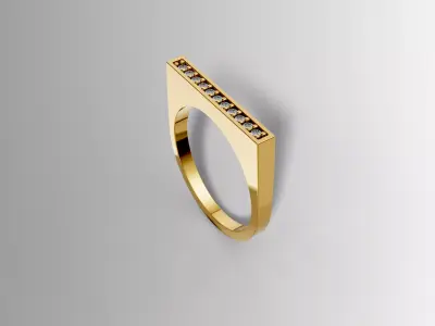 Minimalist Bar Diamond Ring 3D print model