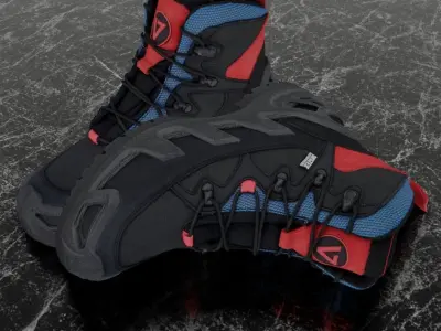 VANEDA 3D BOOTS - BLACK - RED - BLUE Low-poly 3D model