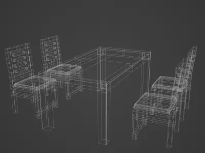 Dining Table and Chair Low-poly 3D model