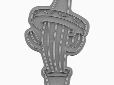 Sombrero On Cactus Neon Sign 3D model