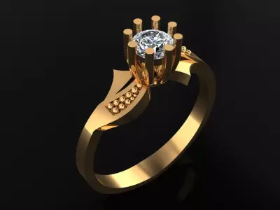Women Ring 89 Stylish Diamond Solitaire Engagement lady ring Free 3D print model