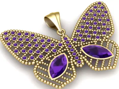 Elegant Butterfly Pendant 3D Printable Model 3D print model