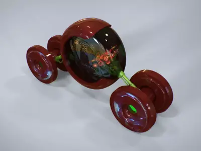 Pine C toy car with flower 3D model