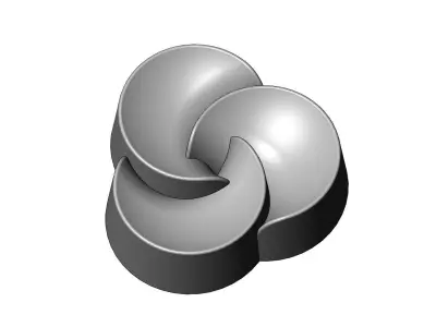 3 pedals rosette flower cake cupcake onlay relief 3D print model