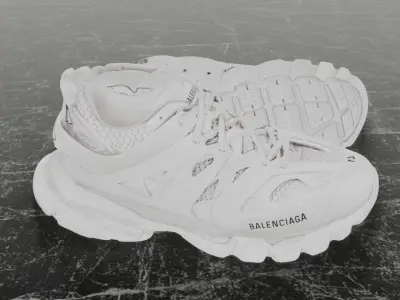 BALENCIAGA TRACK 3 3D SHOES - WHITE Low-poly 3D model