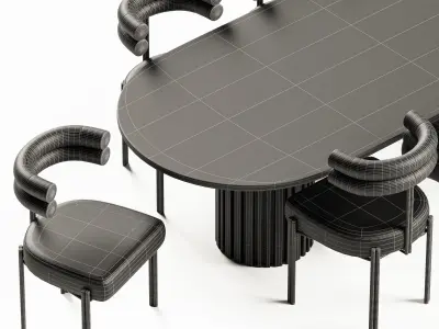 Gian Chair with Huxley Dining Table Set 3D model