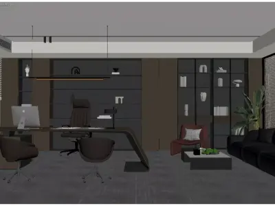 Modern Light Luxury Office 3D model