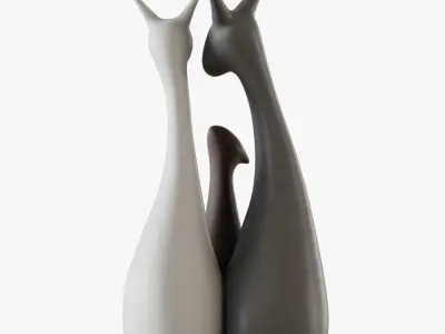 Family of deer 3D model