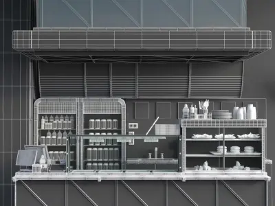 Fastfood and Coffee Kiosk 4 3D model