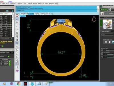 Luxury Geometric Diamond Men Ring in Gold 638 3D print model