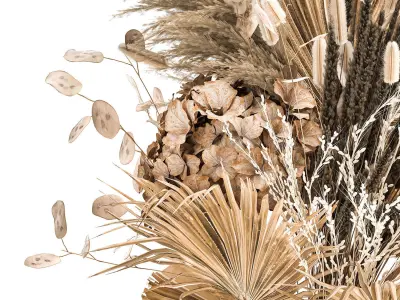 Bouquet of dried flowers in a glass vase 134 3D model