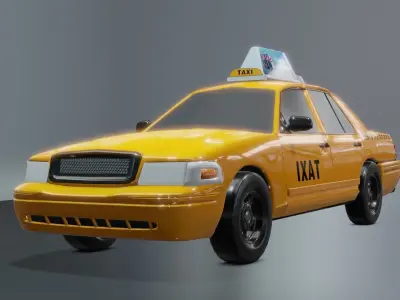Lowpoly taxi cab Low-poly 3D model