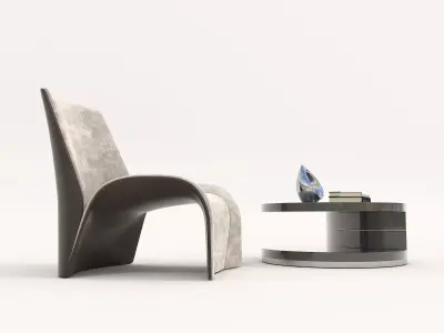 Modern Coffee Table and Armchair Set 44 3D model