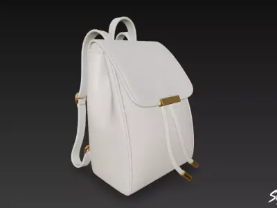 Ivory Leather Backpack Low-poly 3D model